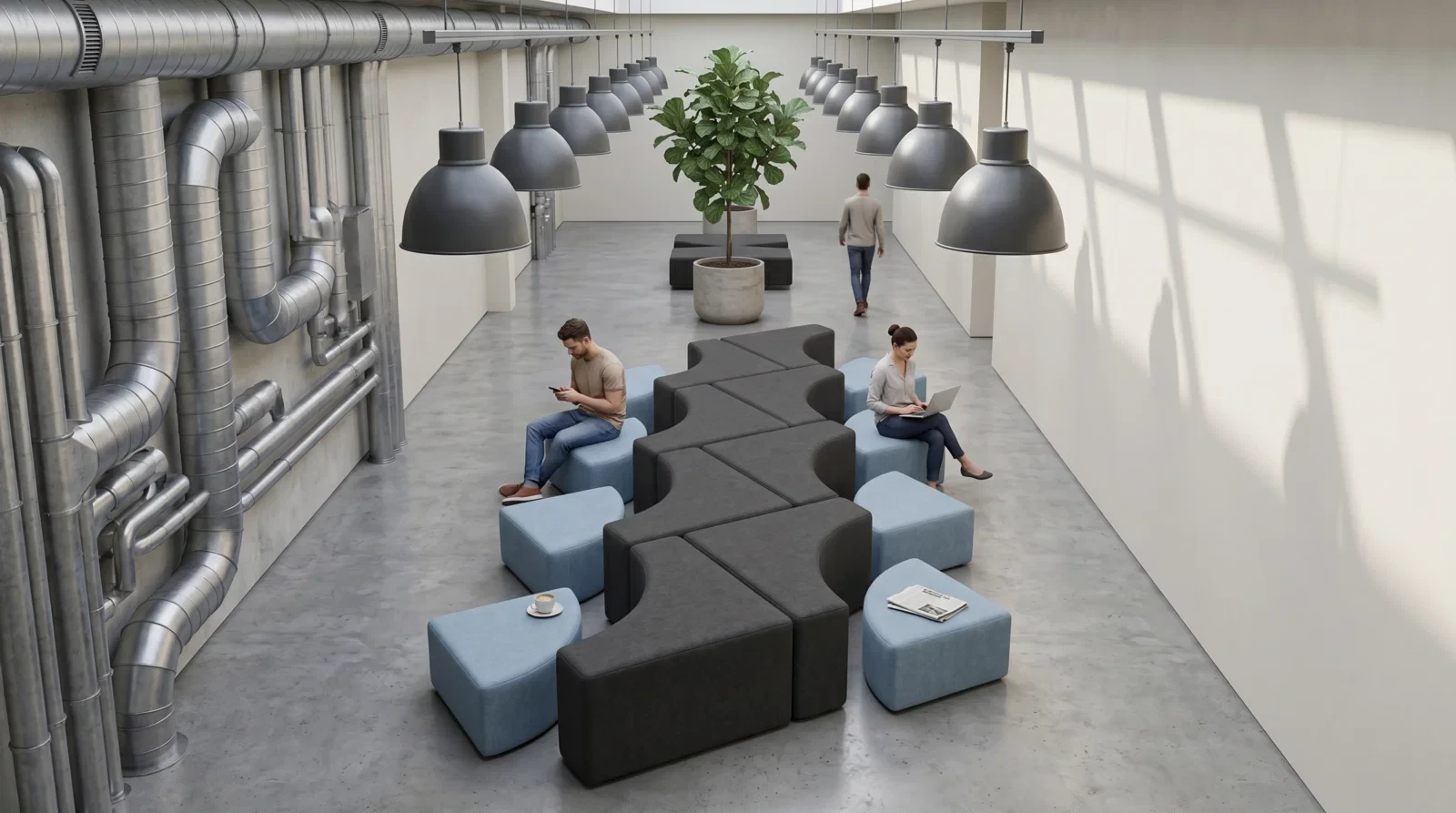 Aranżacja Bausystem na korytarzu uczelnianym
