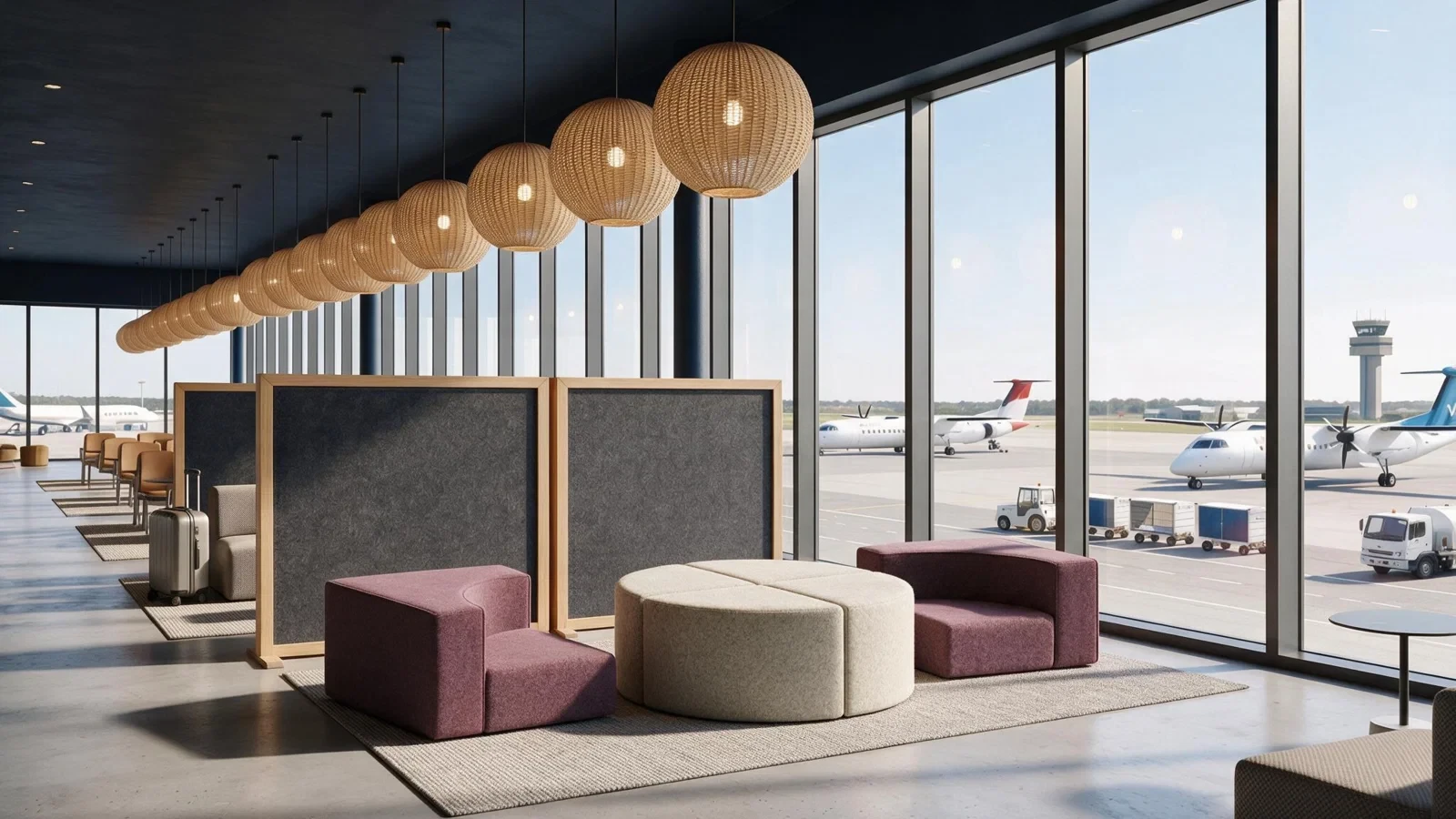 Aranżacja Bausystem w strefie lounge portu lotniczego