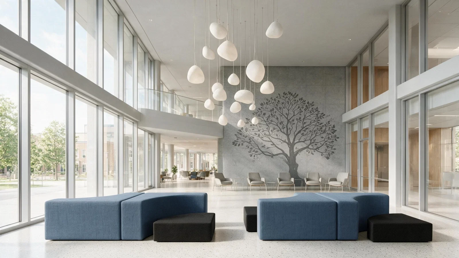 Aranżacja Bausystem w przestronnym lobby